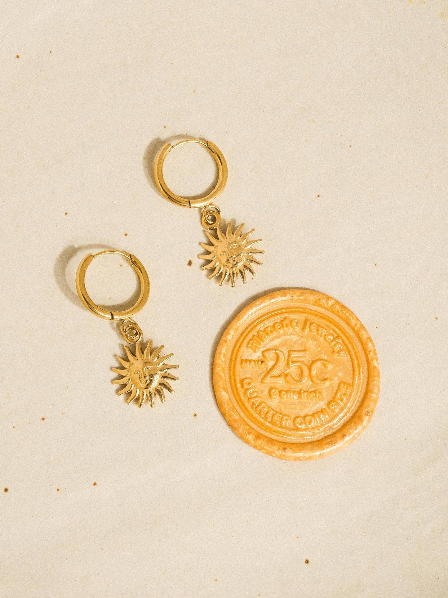 Pascale 18K Gold Non-Tarnish Sun hoop Earring