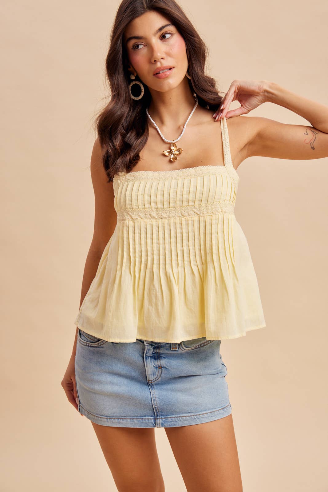 Lemonade Pintuck Pleated Tank
