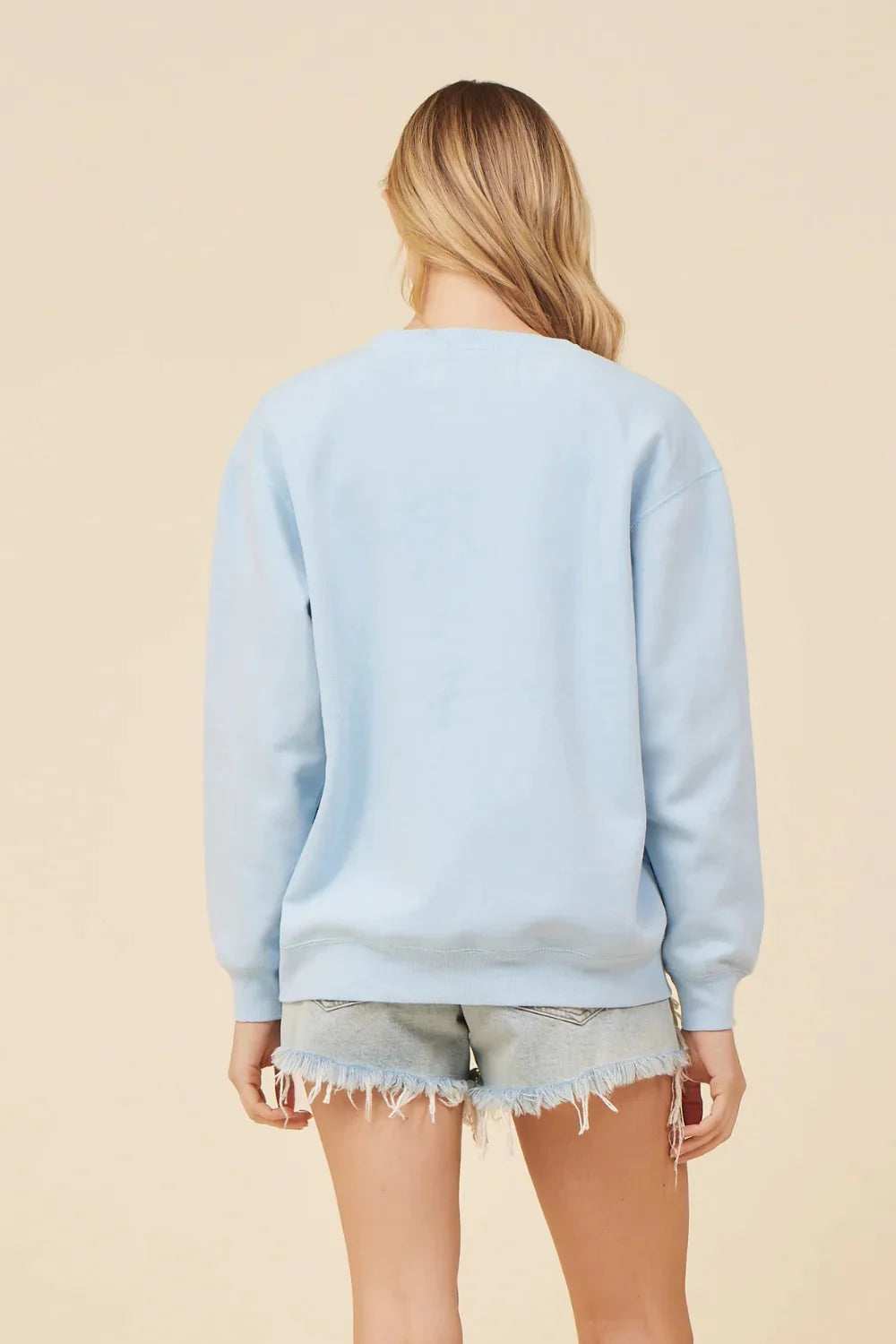 Tropical Blue Crewneck W/ Smiley Face Embroidery (Tweens) VH
