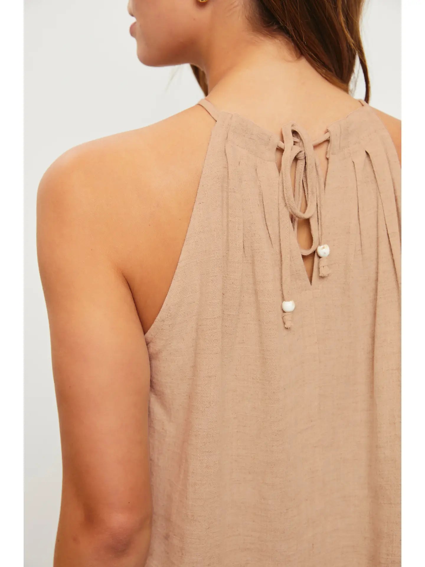 MS Taupe Halter Neck Crop Top
