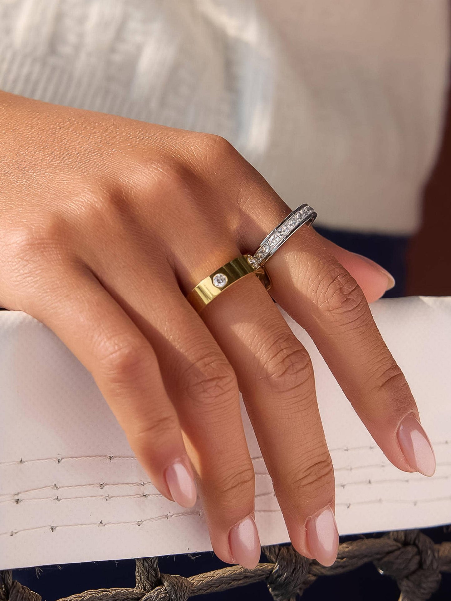 Greyson Two-Tone Crystal Band Ring