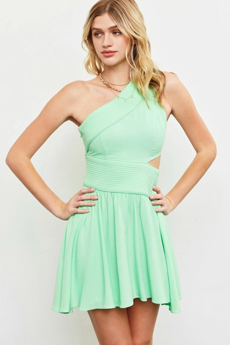 Mint One Shoulder Ruffle Dress - MS M Mint One Shoulder Ruffle Dress - MS M