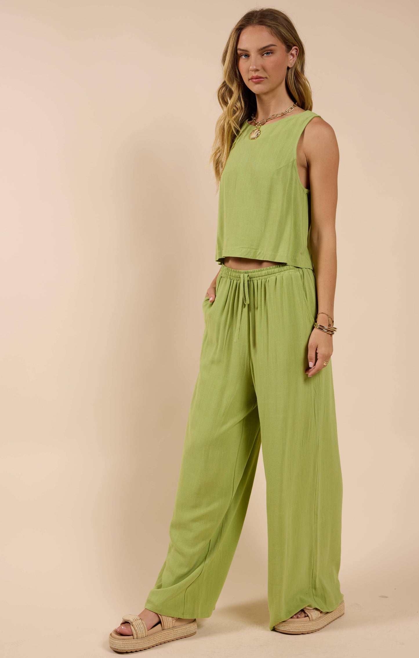 Avocado Elastic Waist Pants