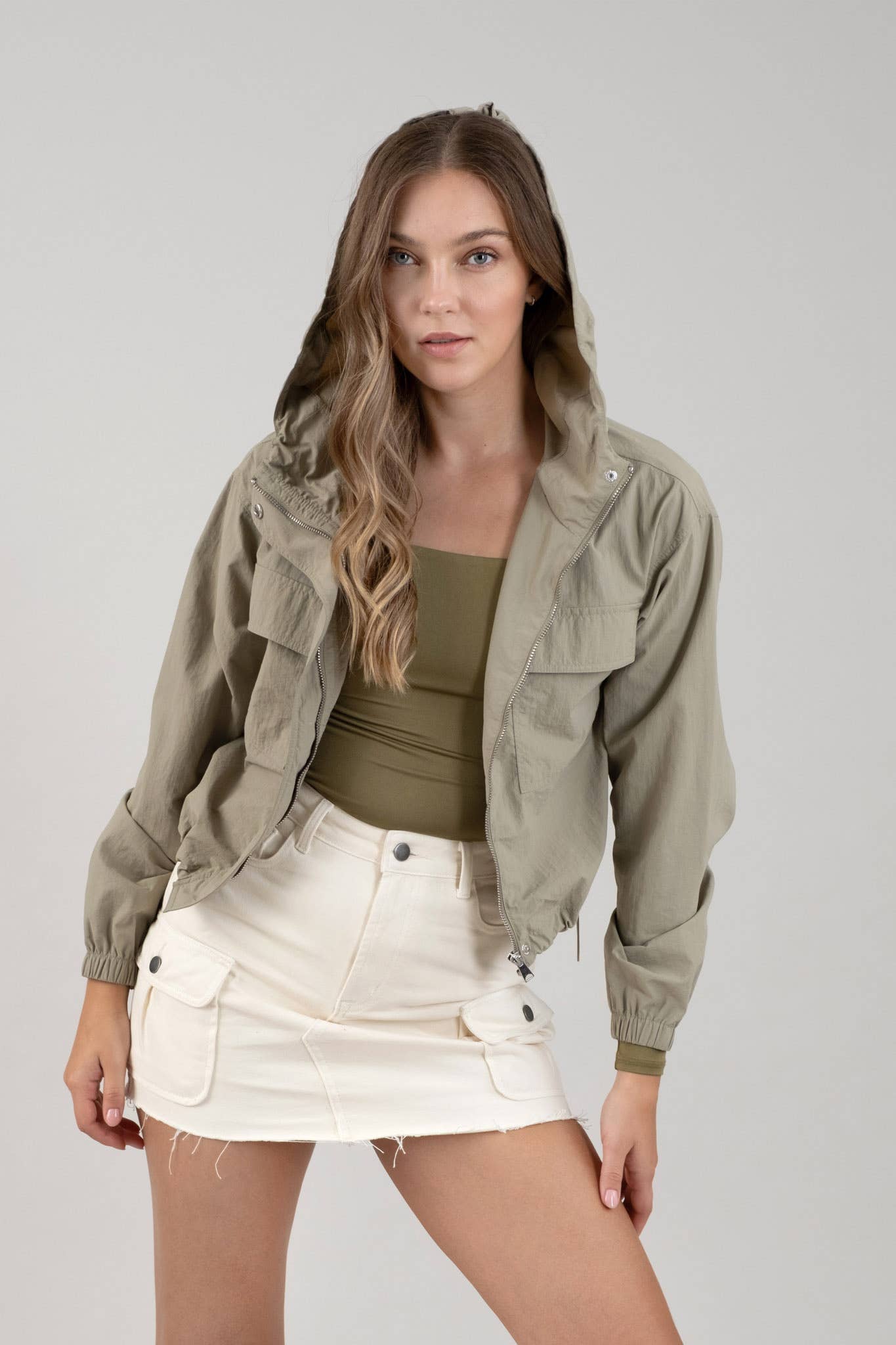Zip Up Hooded Windbreaker Jacket