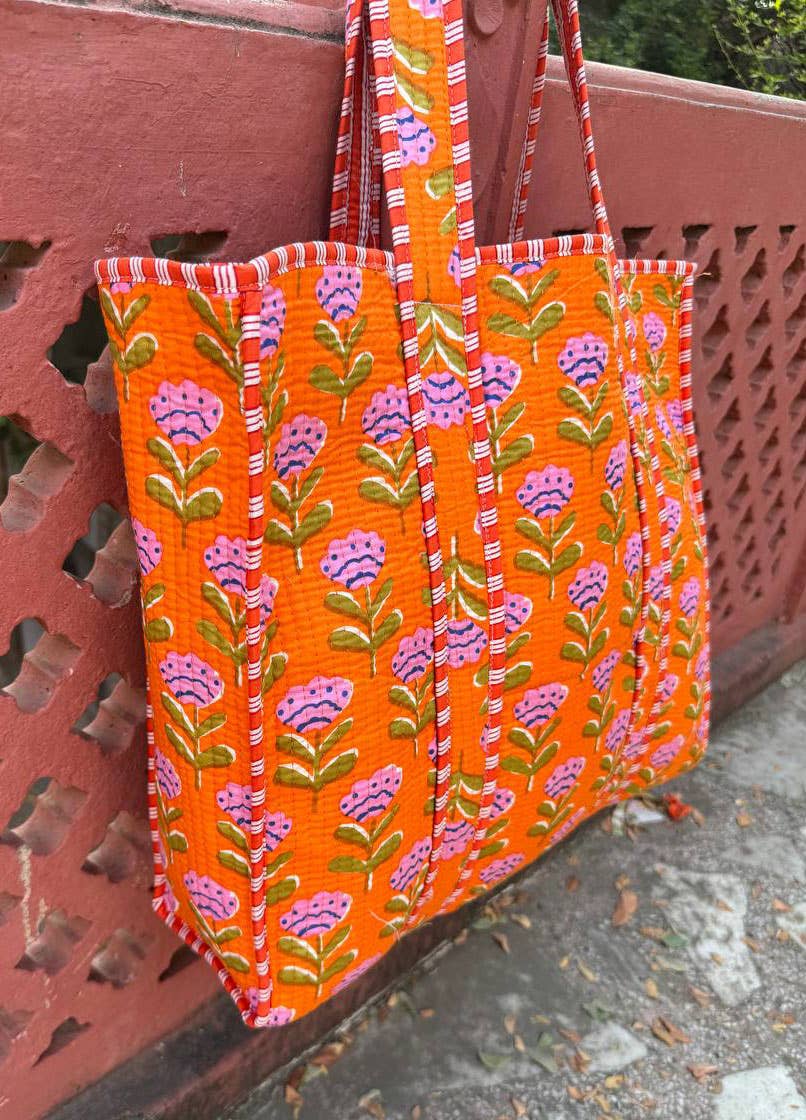 Marigold Bloom Quilted Tote