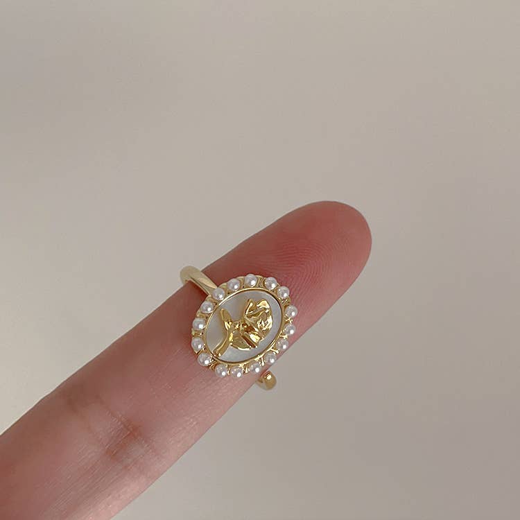 Oil Dripping Pearl Rings