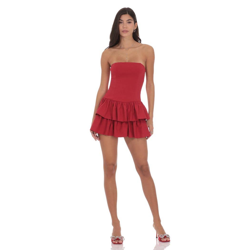 Ruby Ruffle Strapless Mini Dress