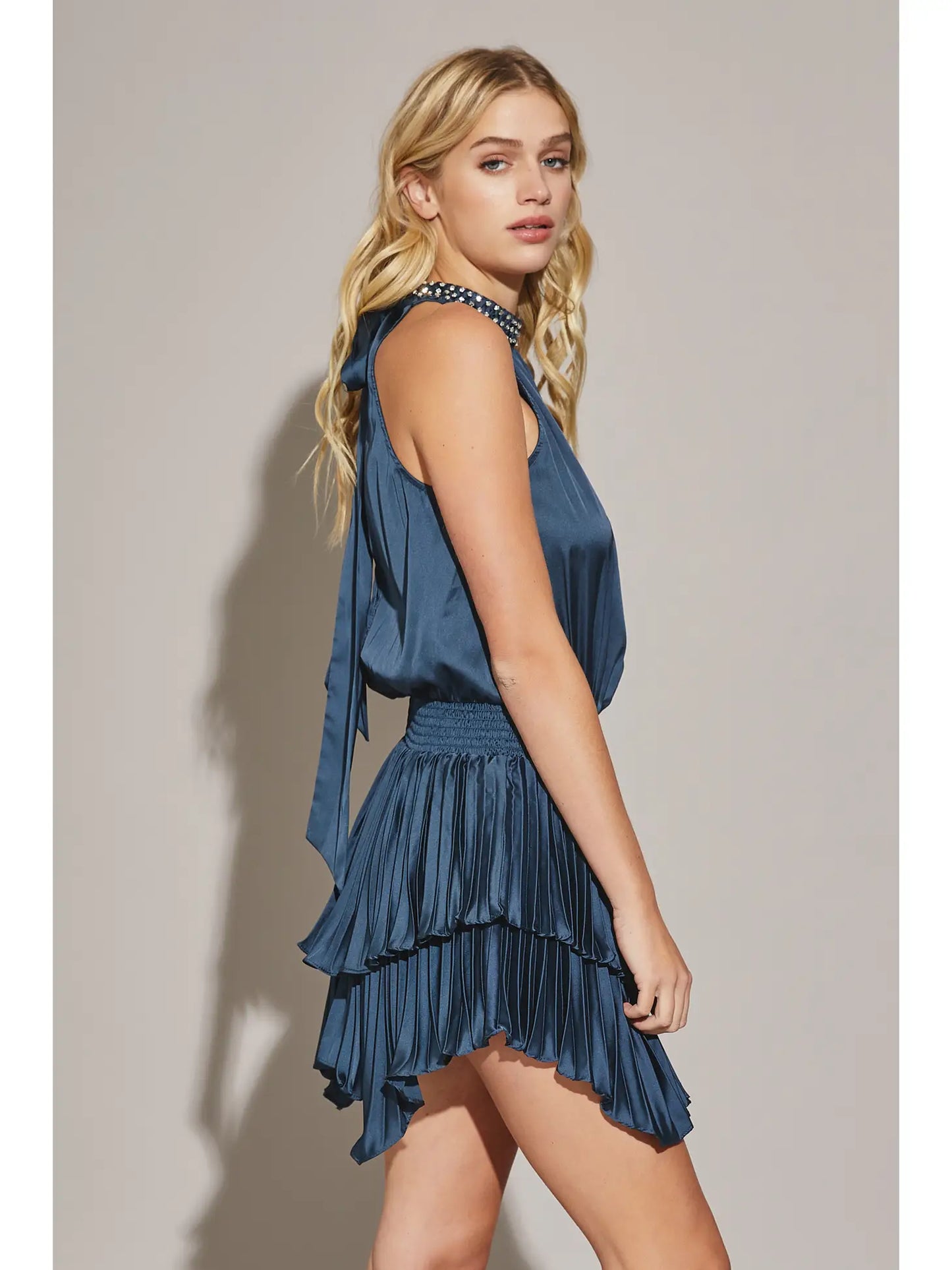 MS Halter Neck Pleated Dress