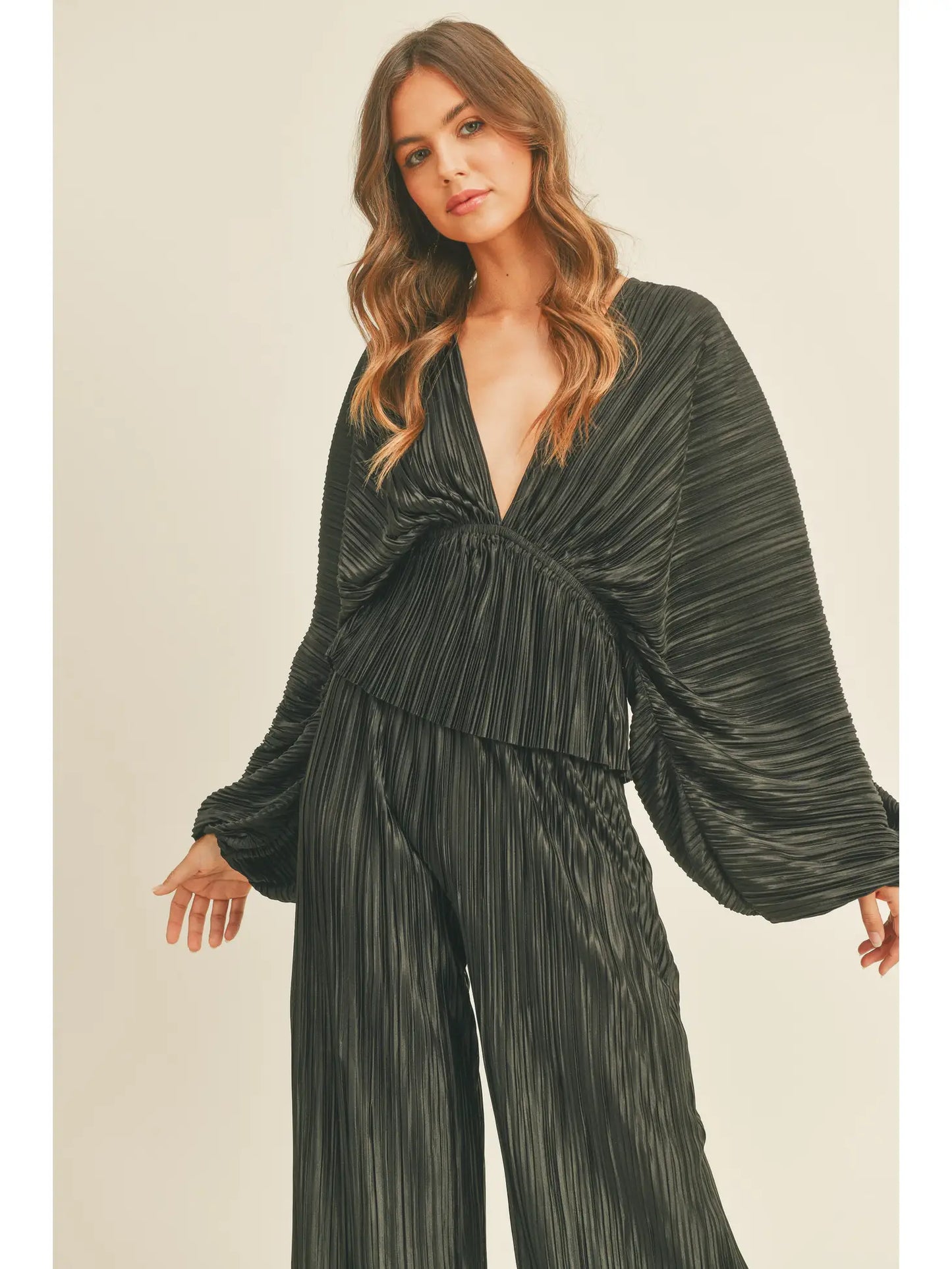 Wrinkle Detail Pants Black