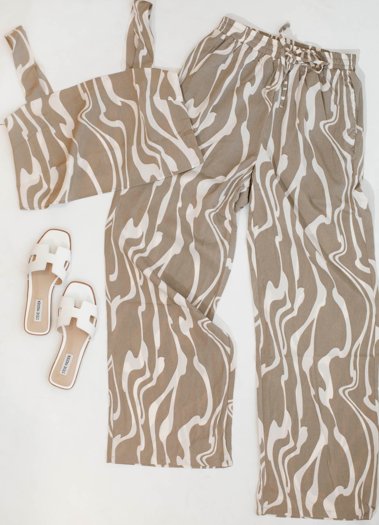 Taupe/Off White Square Neck Cami Top - DM