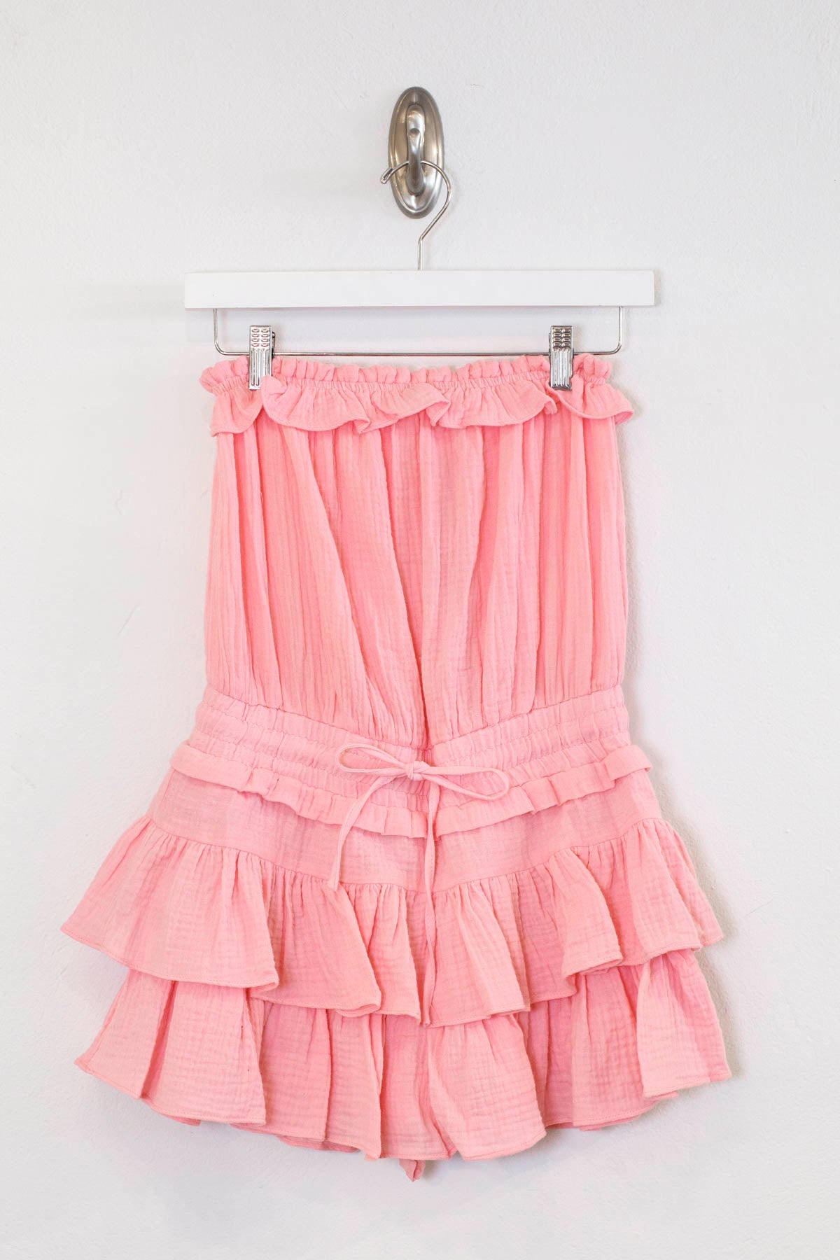 Apricot Strapless Ruffle Detail Romper Dress - DM