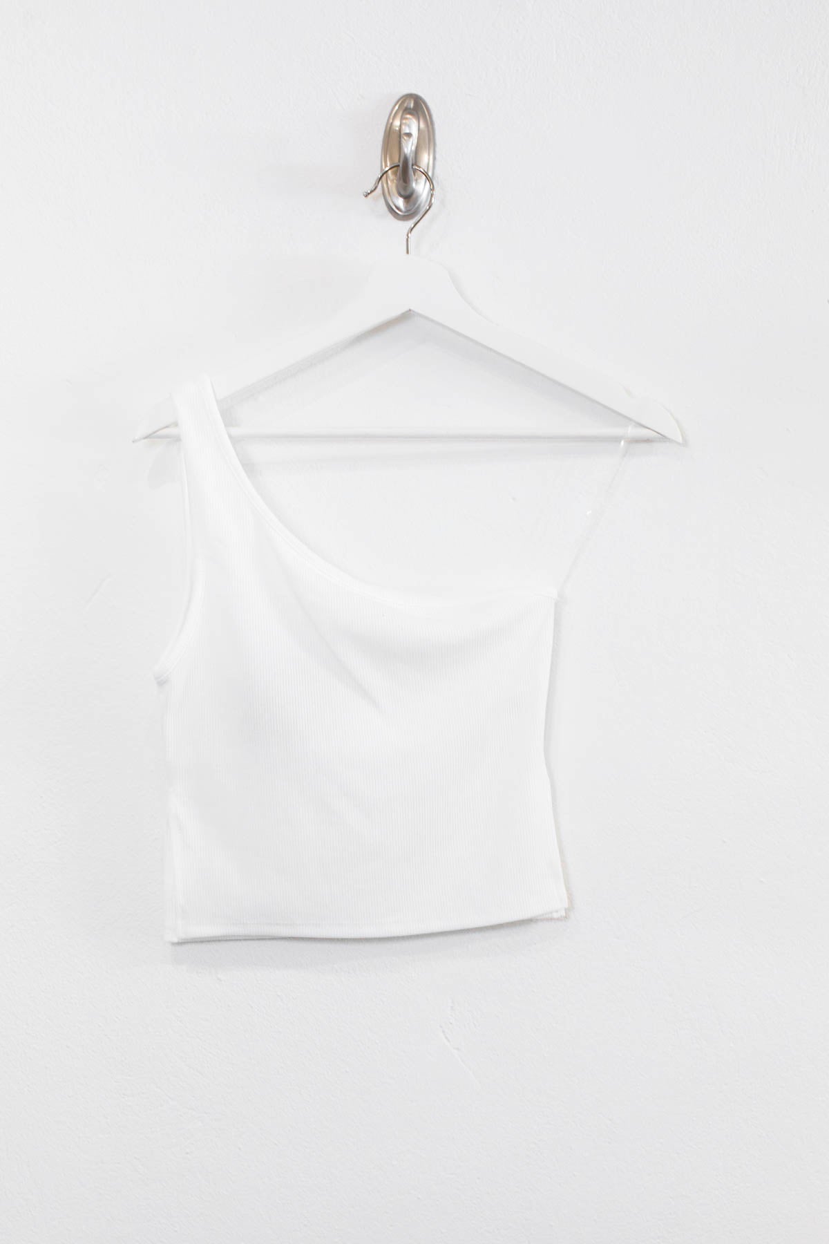 One Shoulder Crop Top With Side Slit - Womens