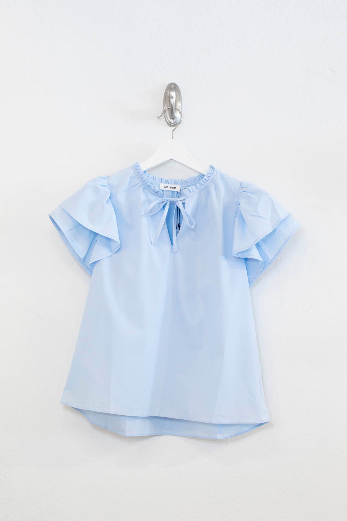 Sky Ruffle Sleeve Blouse