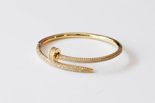 CZ Nail Gold Plated Cuff