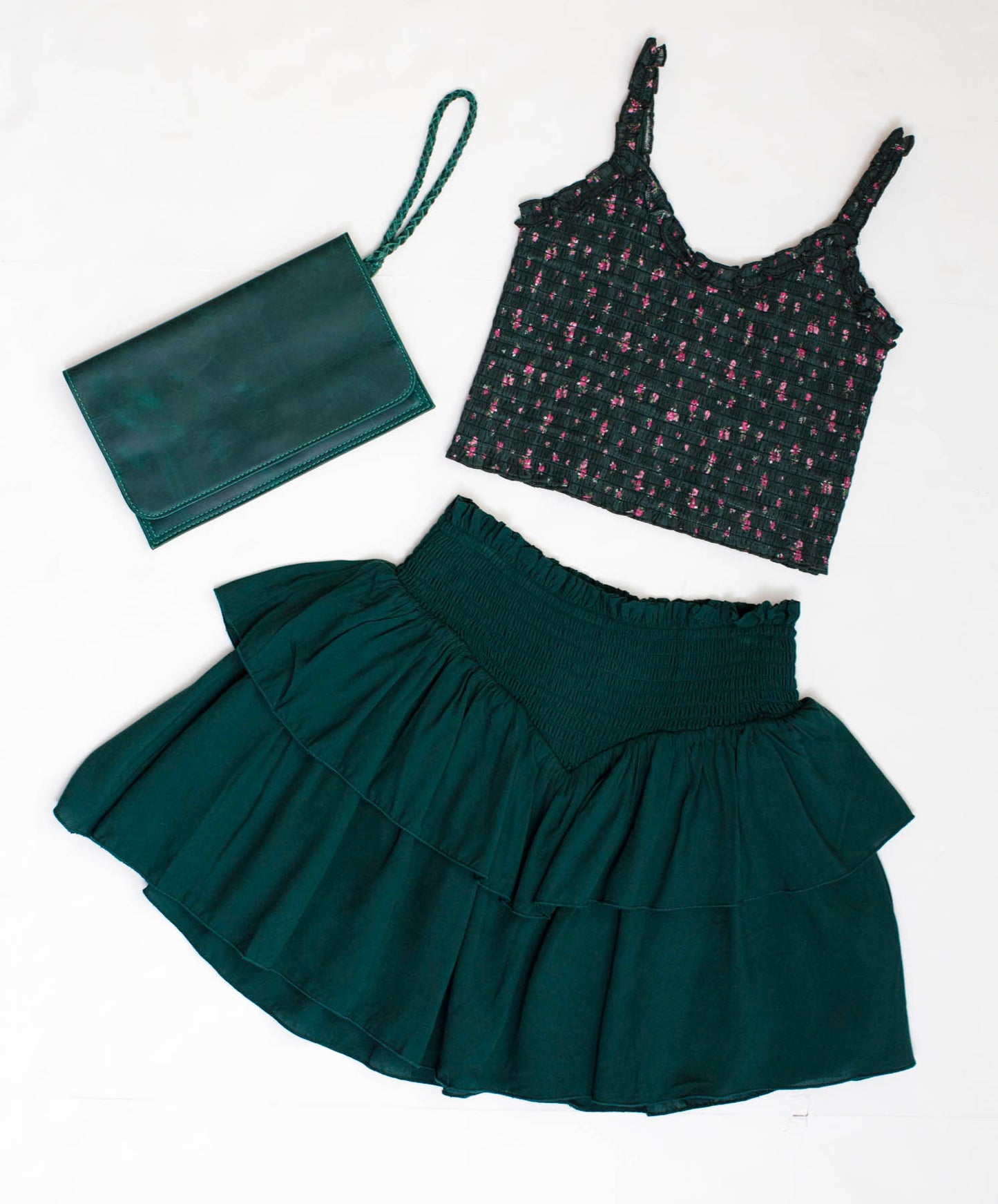 Pine Floral Shari Smocked Top (Juniors) Katiej NYC