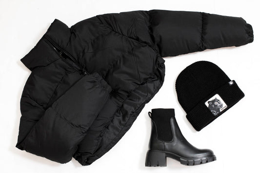 Black Cropped Puffer Jacket