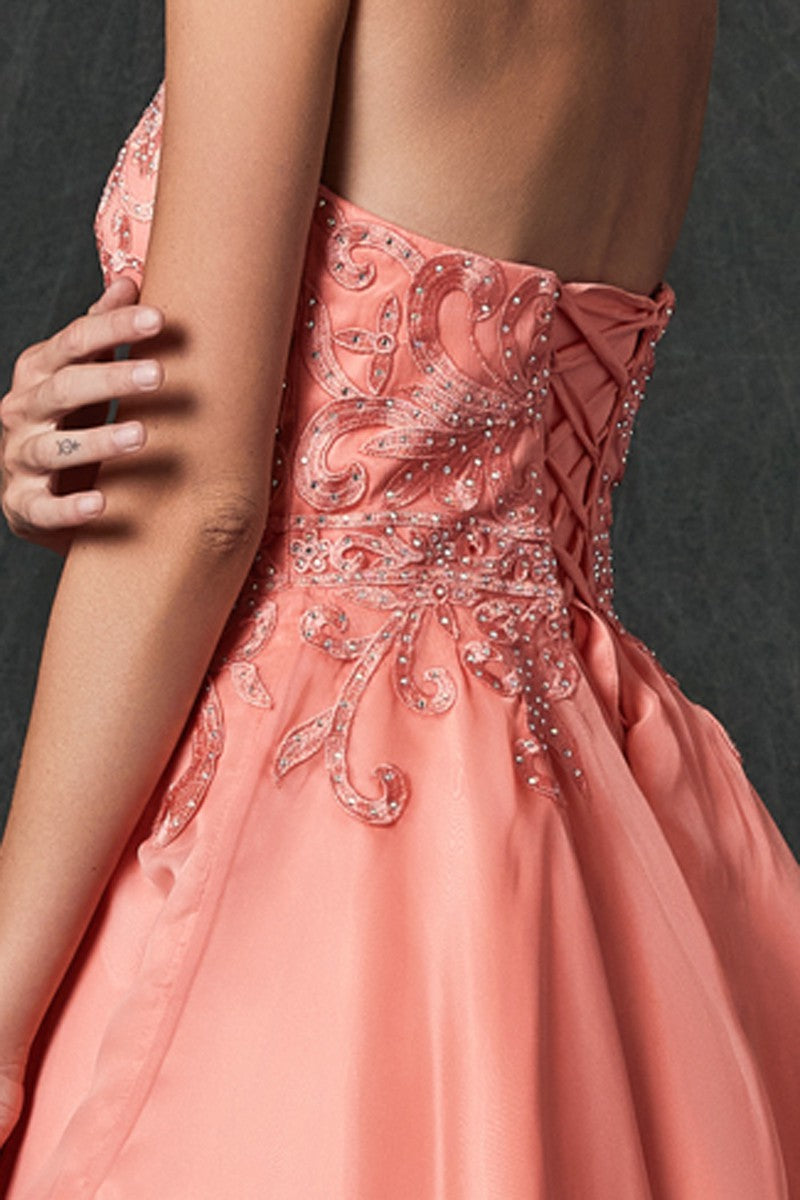 Embellished Strapless Tulle Homecoming Dress