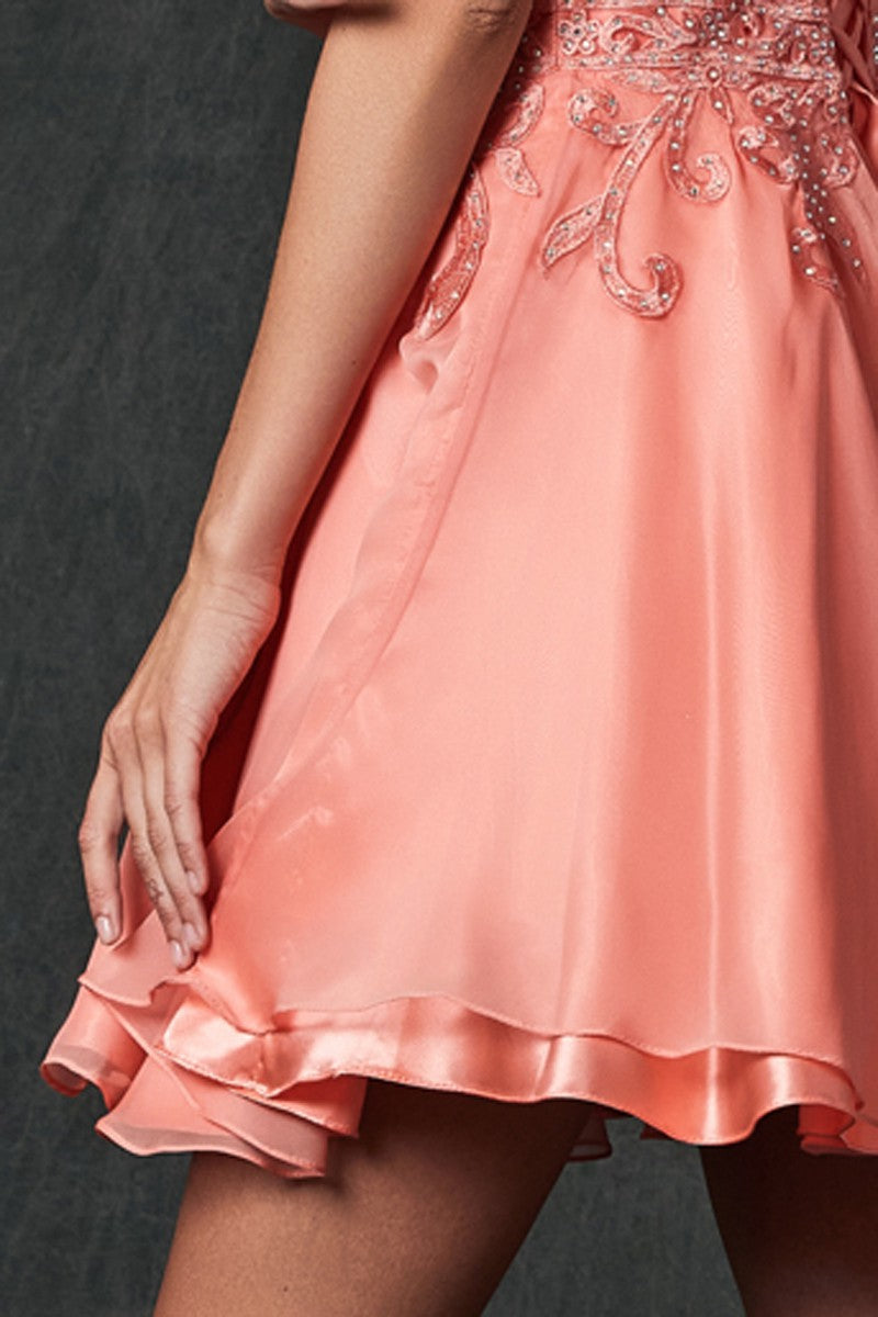 Embellished Strapless Tulle Homecoming Dress