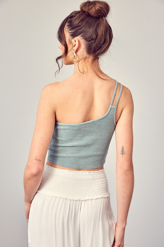 MS One Shoulder Ribbed Tank Top