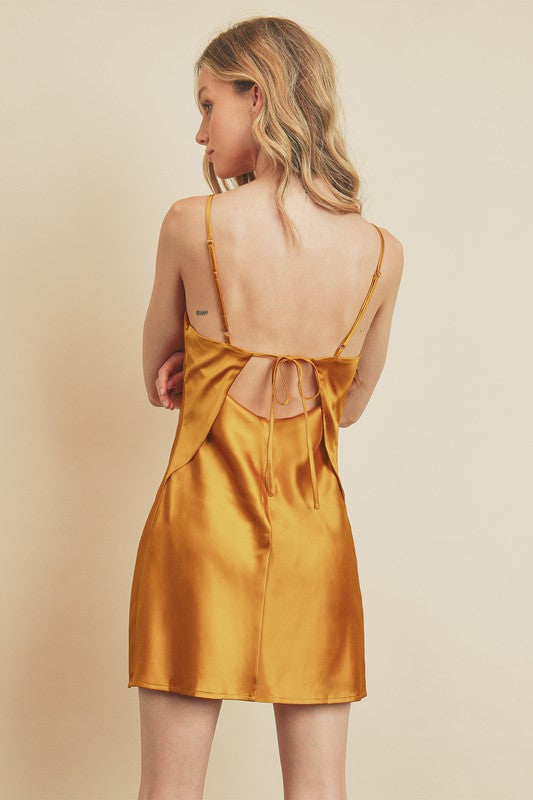 Sleeveless Satin Mini Dress