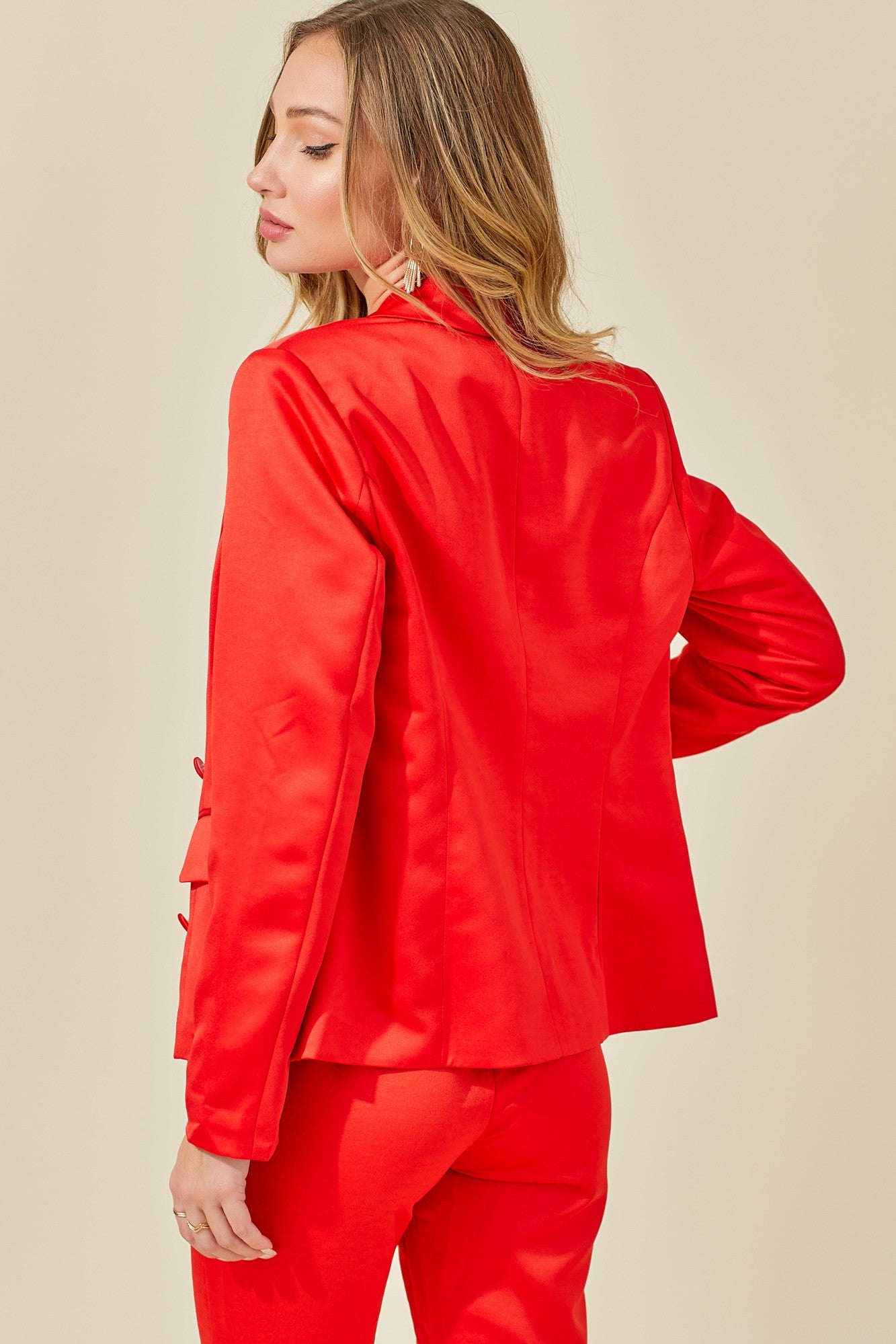 Double Breasted Satin Blazer Women's  - DM