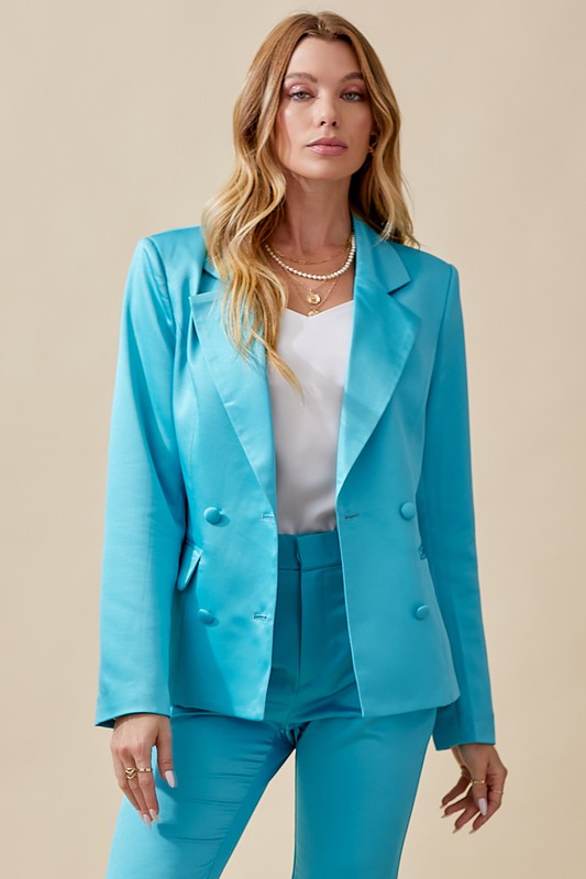 Double Breasted Satin Blazer Women's  - DM