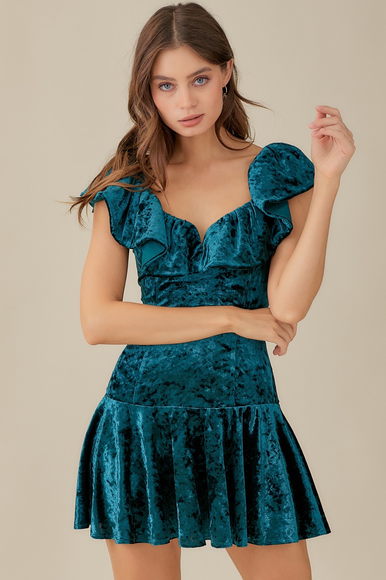 MS Ruffle Velvet Dress