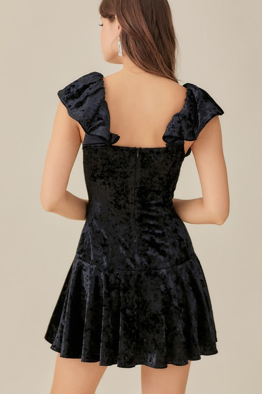 MS Ruffle Velvet Dress