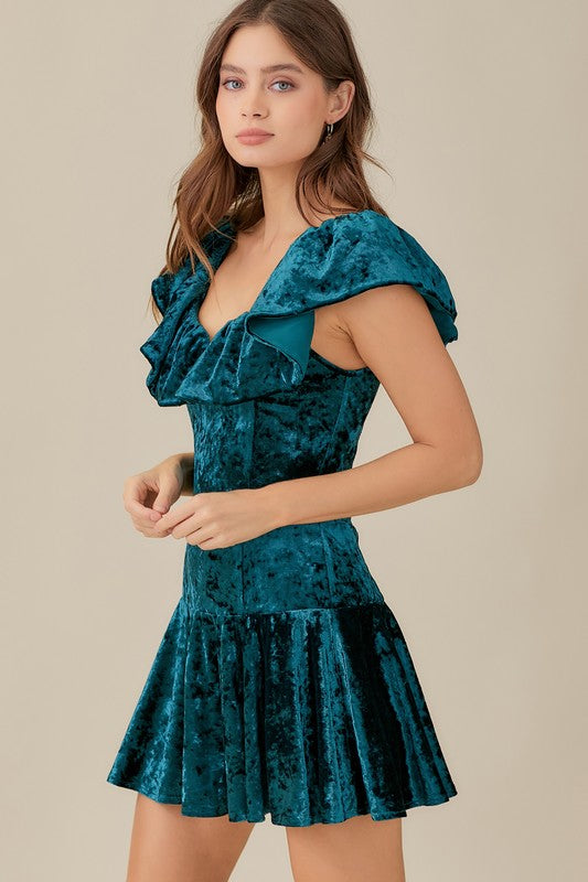 MS Ruffle Velvet Dress