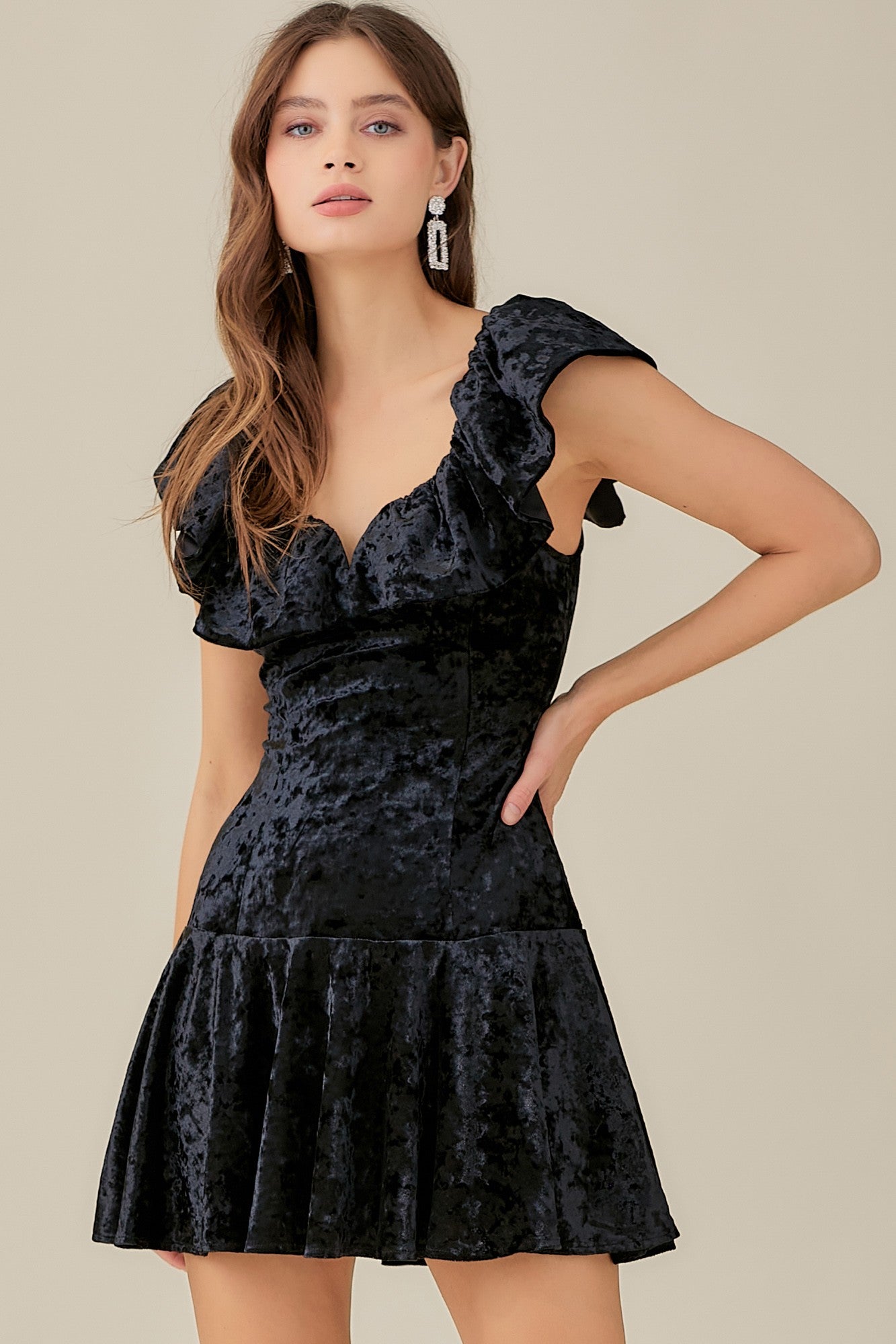 MS Ruffle Velvet Dress