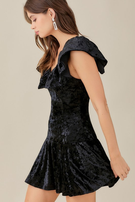 MS Ruffle Velvet Dress