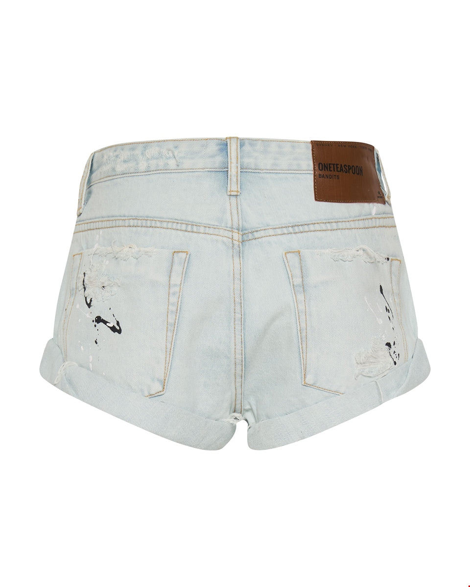 Florence Painted Bandits Low Waist Denim Short - ONE TEASPOON