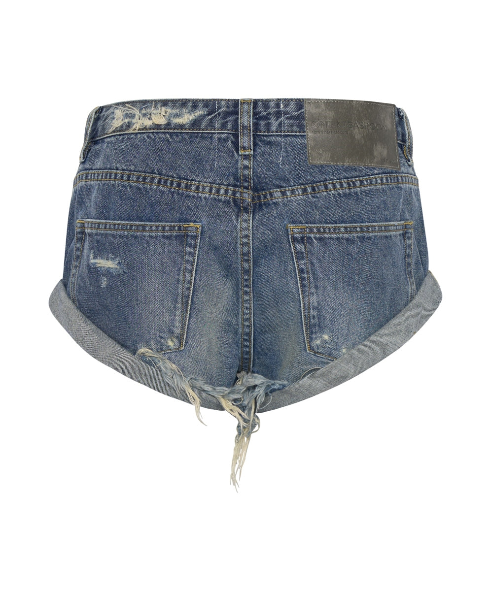 Used Blue Bandits Low Waist Denim Shorts- One Teaspoon