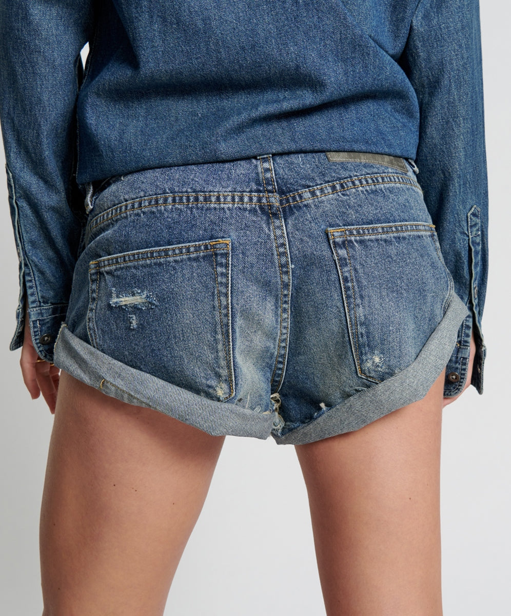 Used Blue Bandits Low Waist Denim Shorts- One Teaspoon