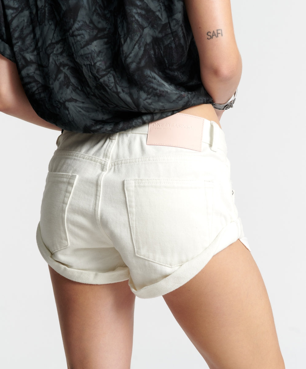 Soft White Bandits Low Waist Denim Shorts - ONE TEASPOON