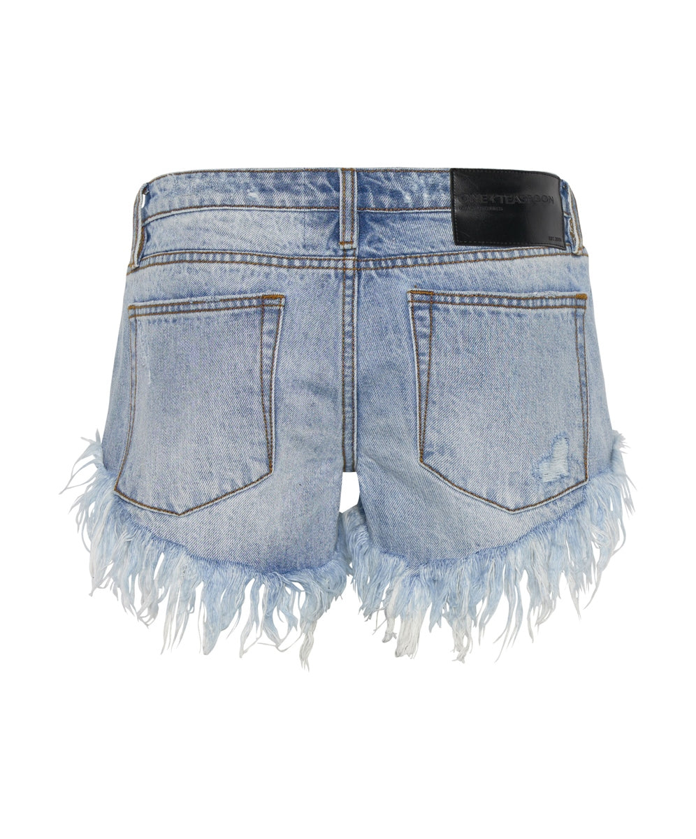 Ocean Dukes Low Waist Mini Denim Shorts- ONE TEASPOON