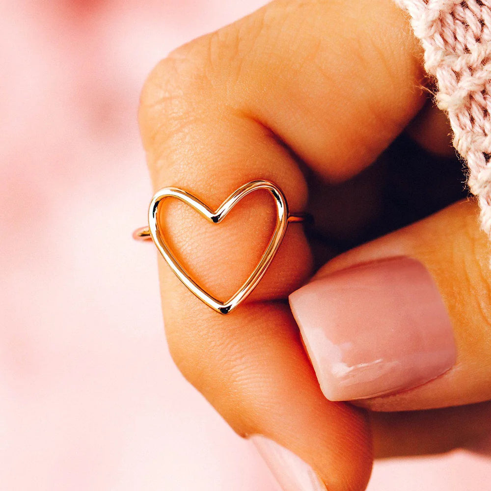 Pura Vida Rose Gold Big Heart Band Ring