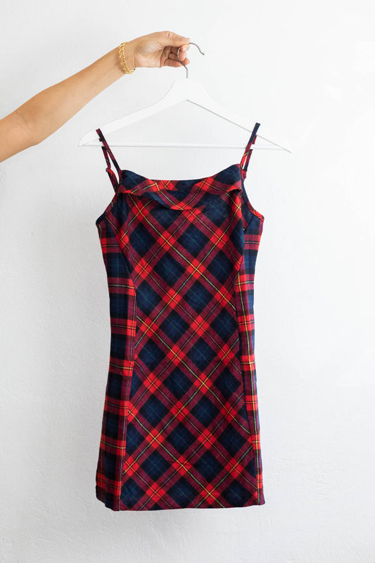 Plaid Mini Dress - Spaghetti straps PG