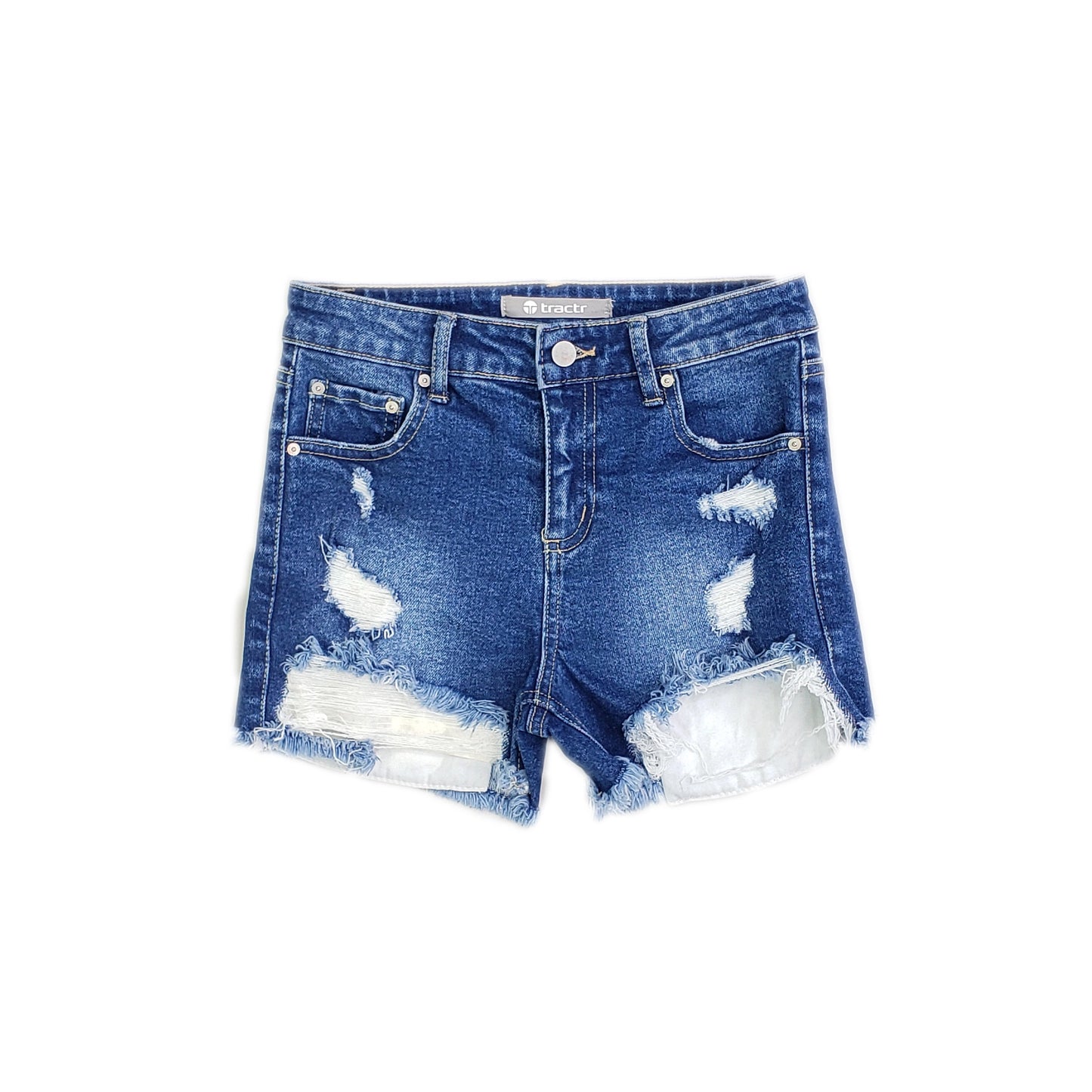 Girls High Rise Destructed Shorts - TR