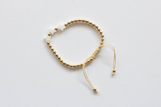 Gold plated beaded adjustable bracelet - Star