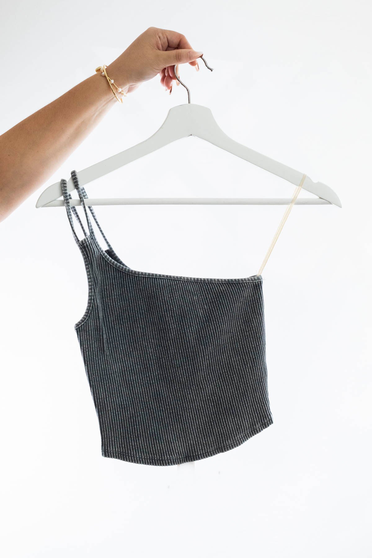 MS One Shoulder Ribbed Tank Top