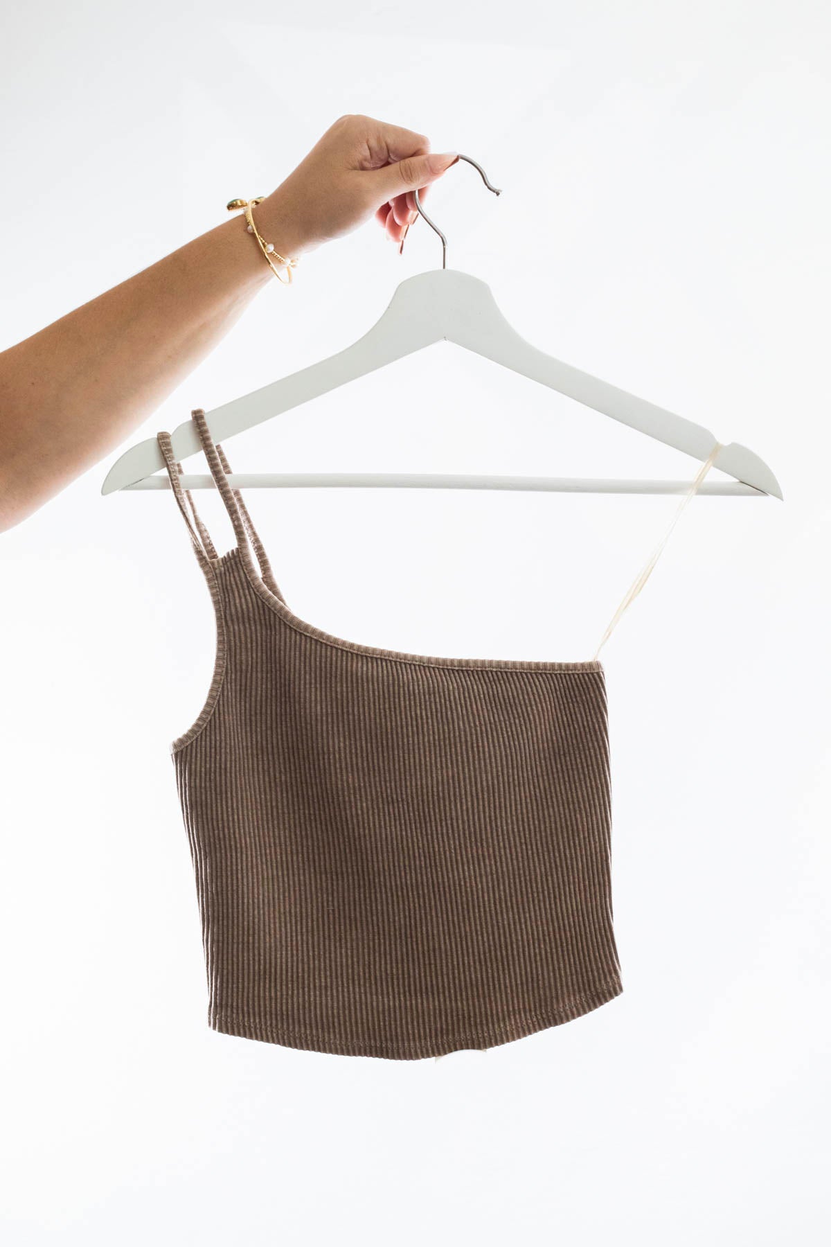 MS One Shoulder Ribbed Tank Top