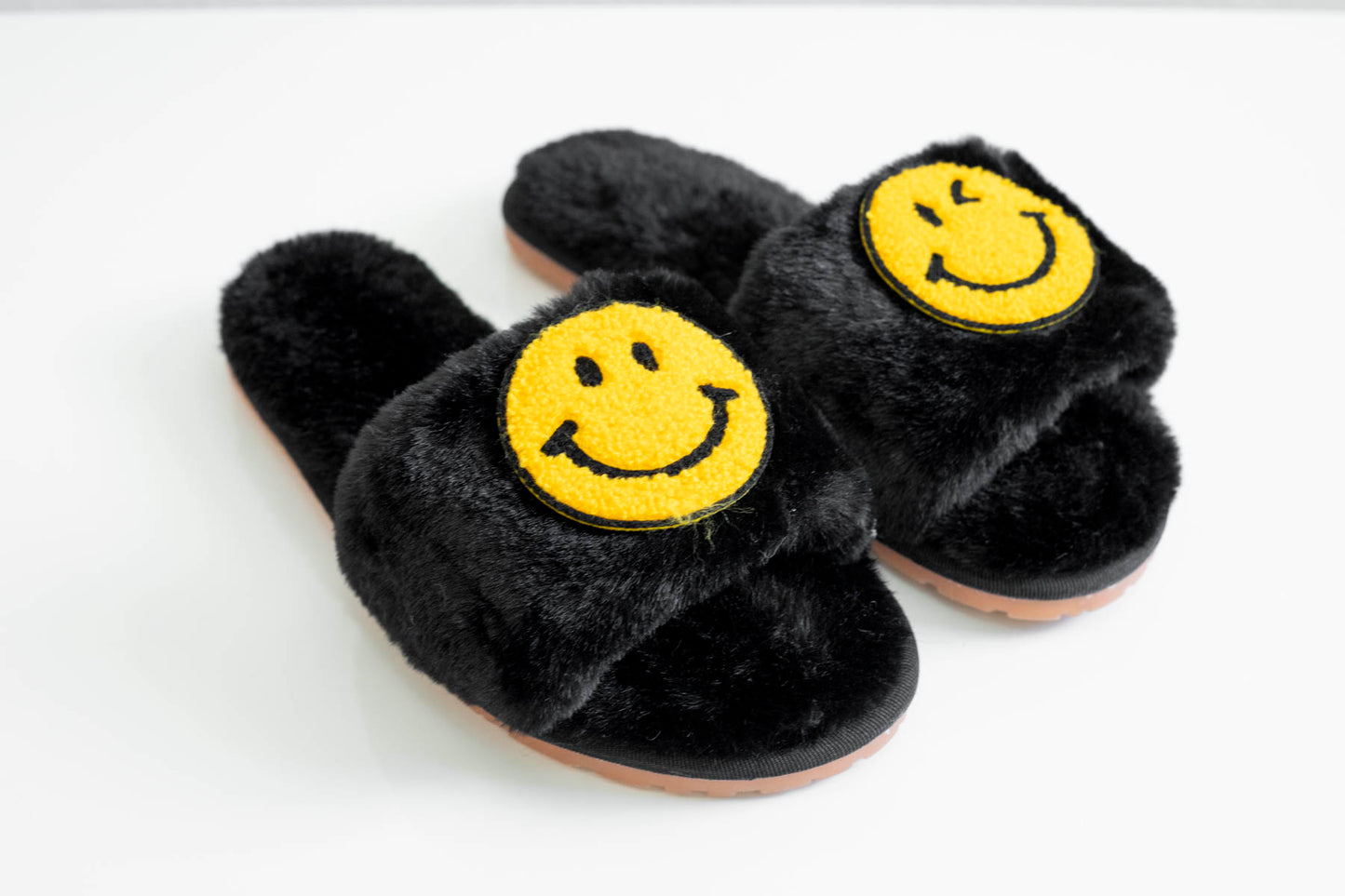 Happy Face Peep Toe Slippers