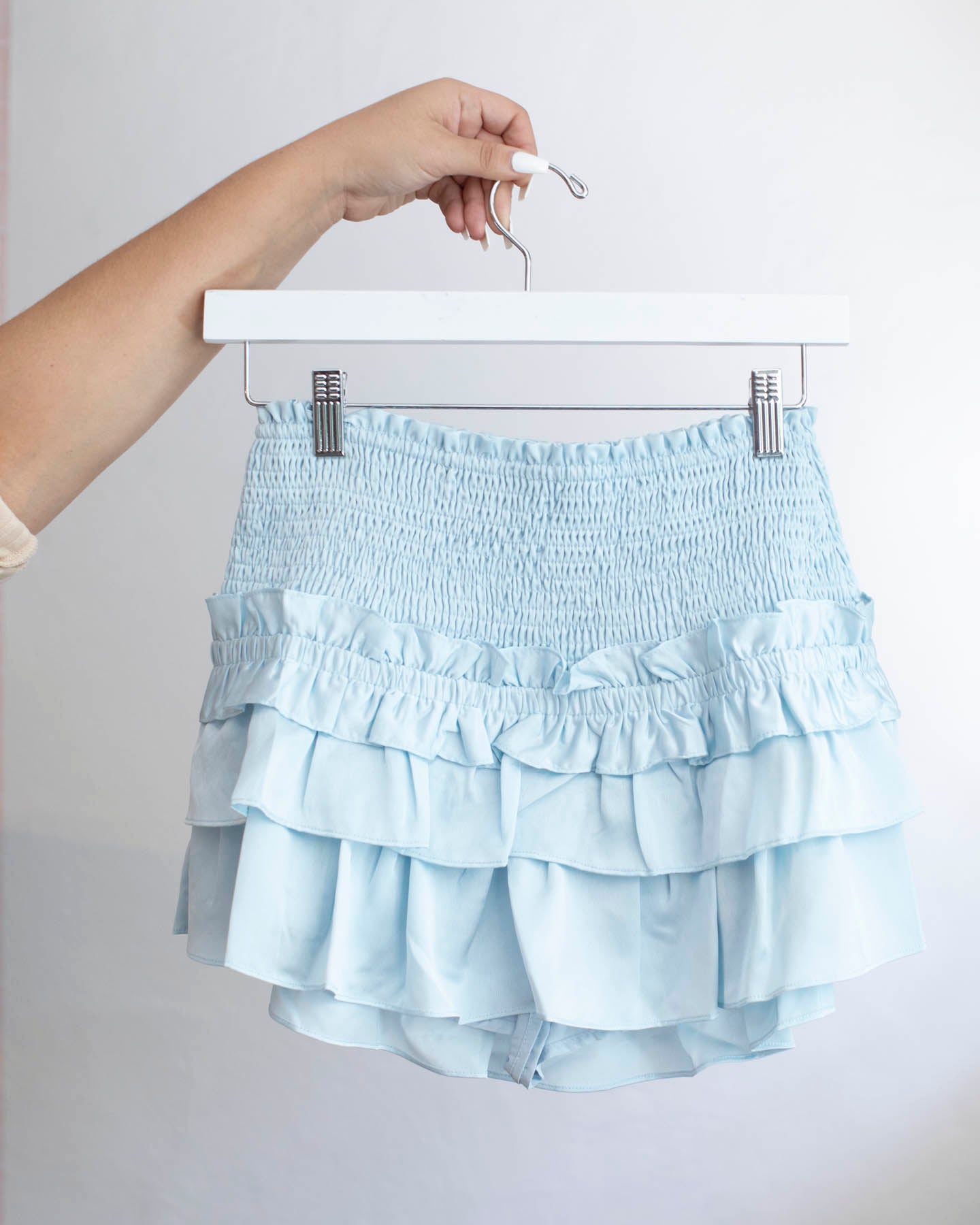 Smocked Waist Ruffle Micro Skirt - DM