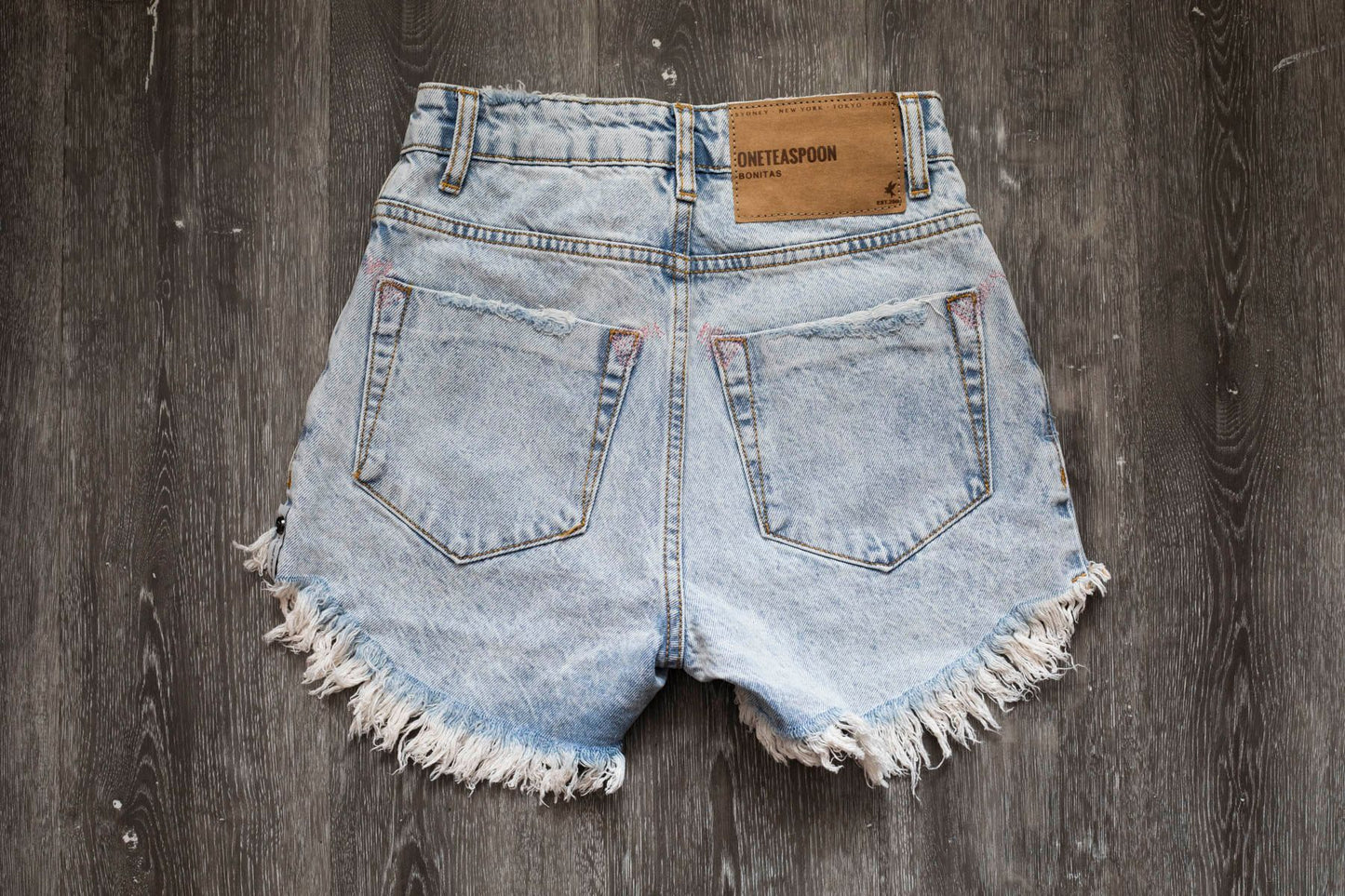 Circus Blue Bonita High Waist Denim Short - ONE TEASPOON