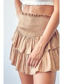 MS W Smocked Ruffle Skirt With Shorts