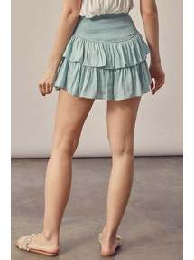 MS W Smocked Ruffle Skirt With Shorts