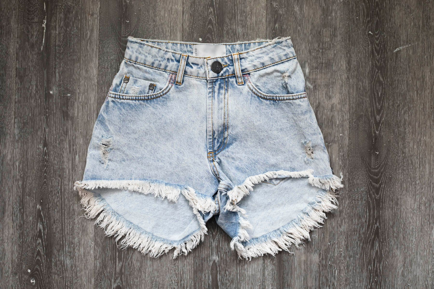 Circus Blue Bonita High Waist Denim Short - ONE TEASPOON