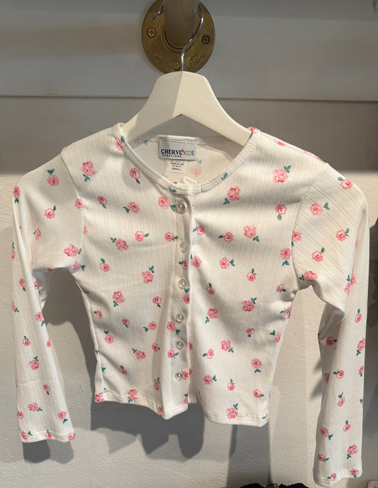 Rosy Breeze Button-Up Long Sleeve Top