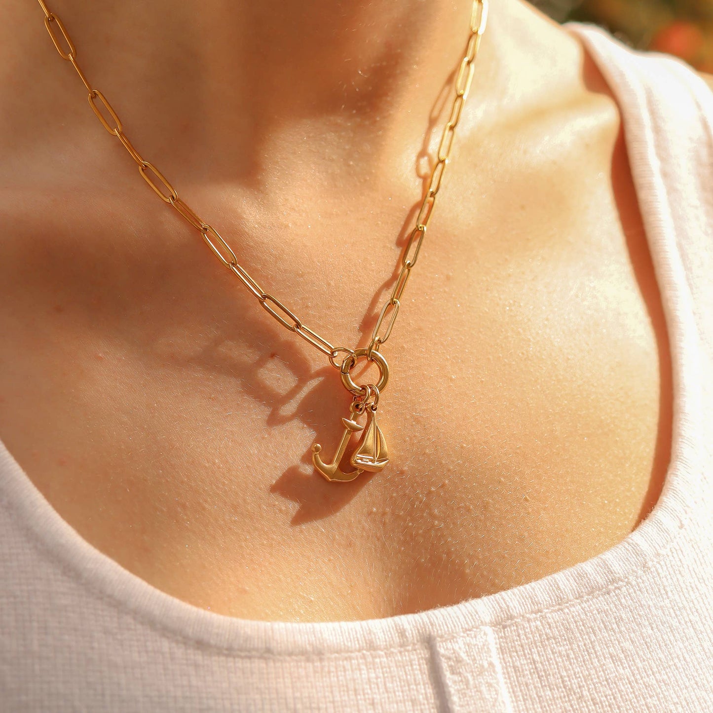 Paperclip Carabiner Charm Holder Necklace
